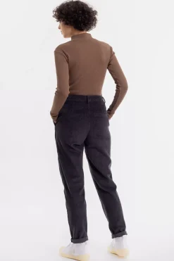 Mock Neck Longsleeve Aus Rippenstrick Braun