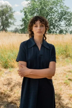 Polo Kleid Aus Bio Frottee Blau