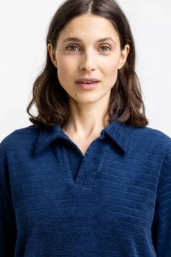 Polo Shirt Aus Bio Frottee Blau