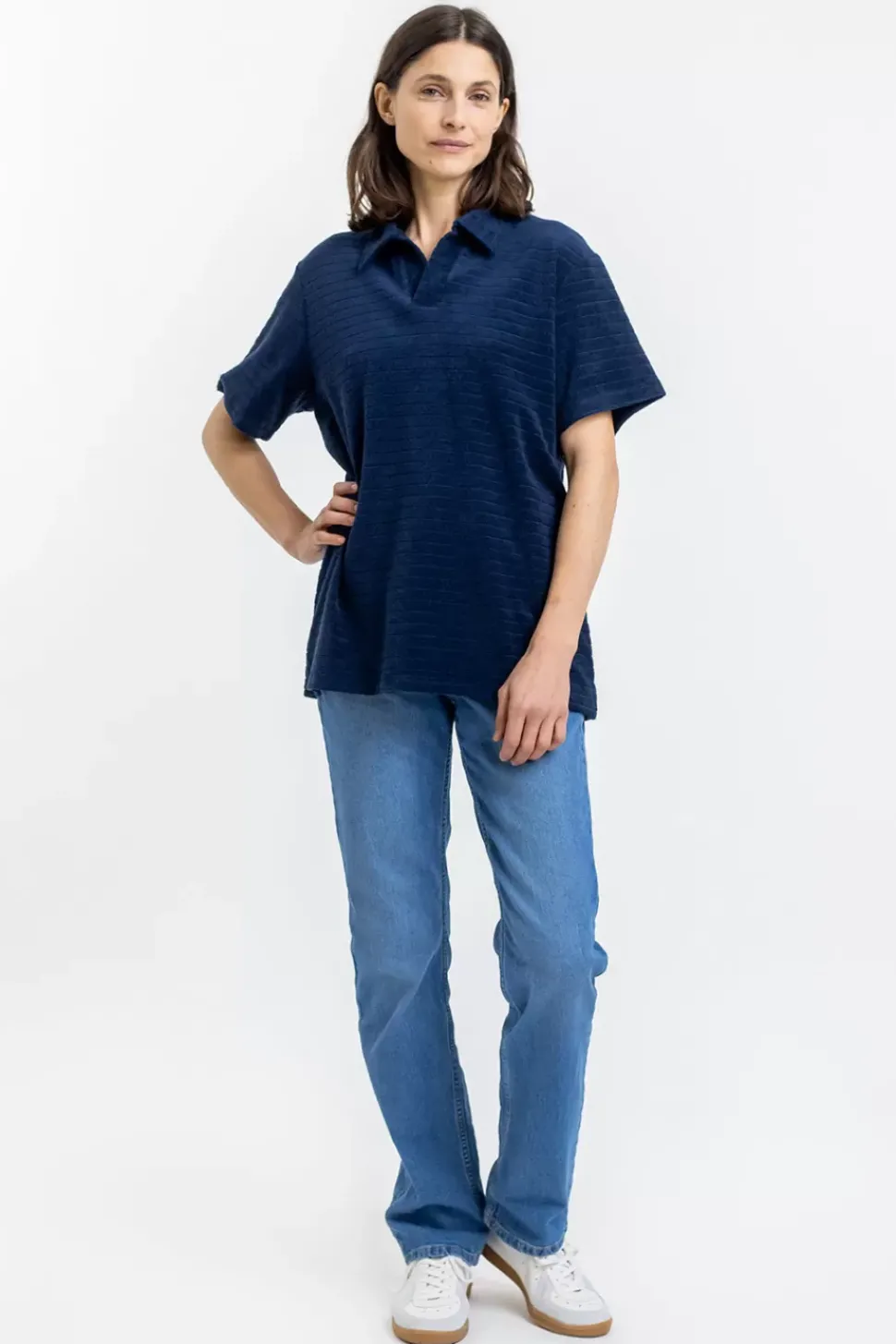 Polo Shirt Aus Bio Frottee Blau