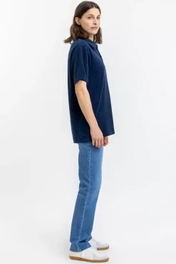 Polo Shirt Aus Bio Frottee Blau