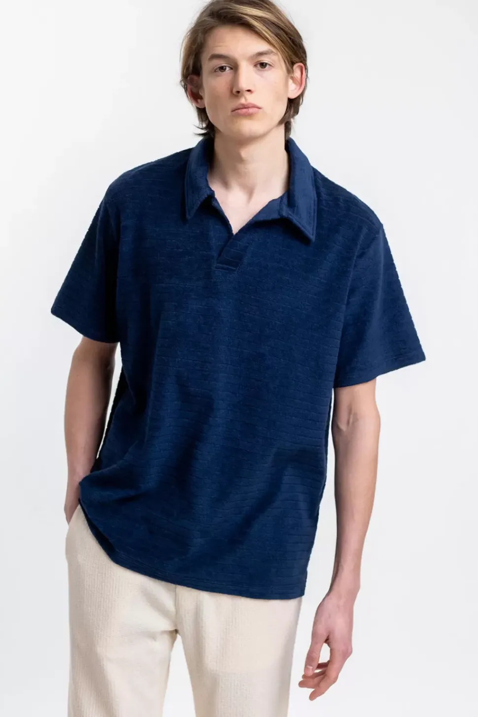 Polo Shirt Aus Bio Frottee Blau