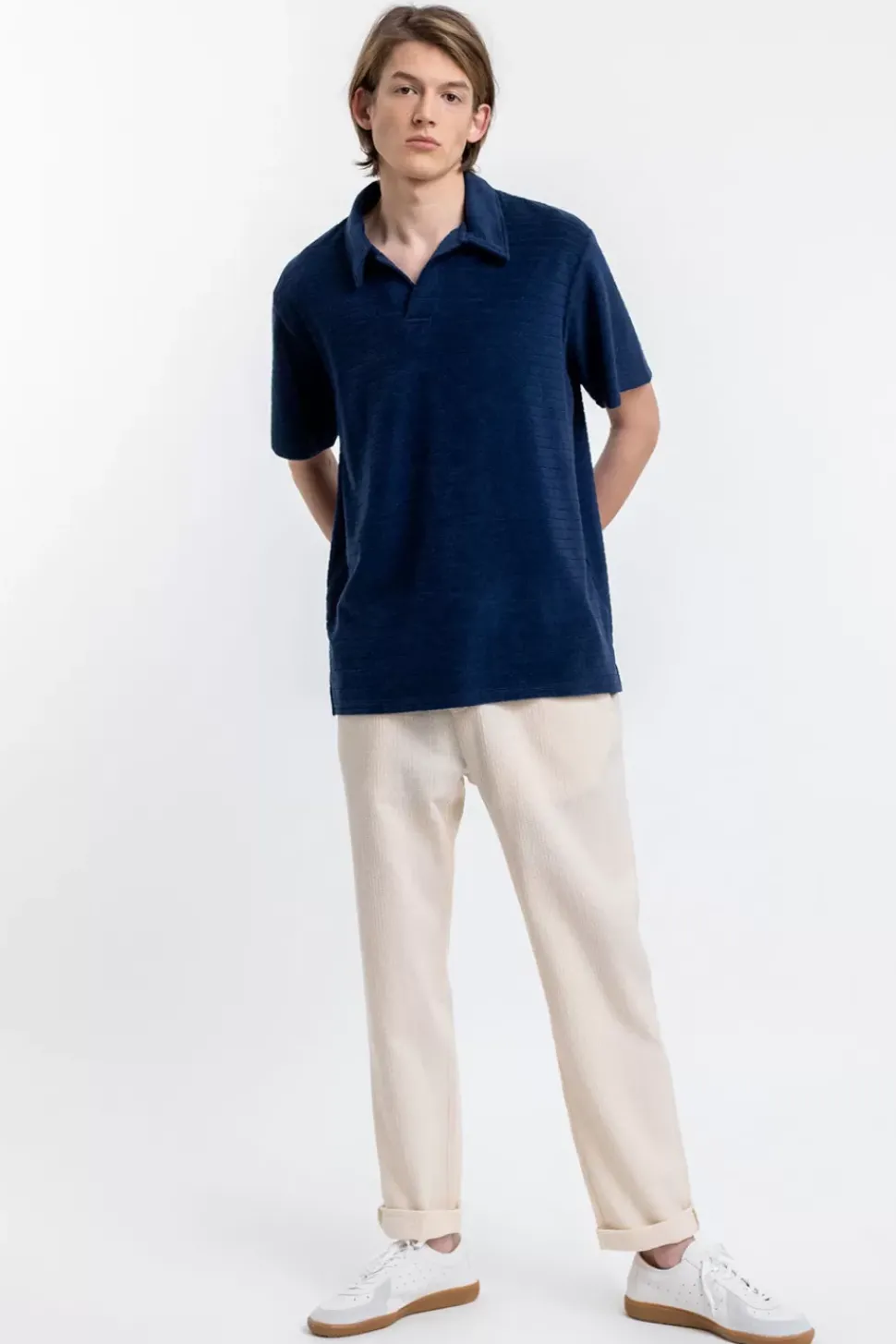 Polo Shirt Aus Bio Frottee Blau