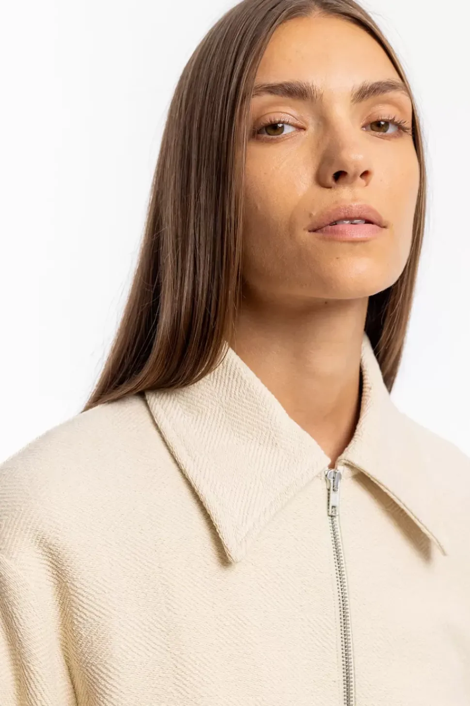 Polo Zip Sweatshirt Bio Baumwolle - Creme