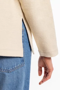 Polo Zip Sweatshirt Bio Baumwolle - Creme