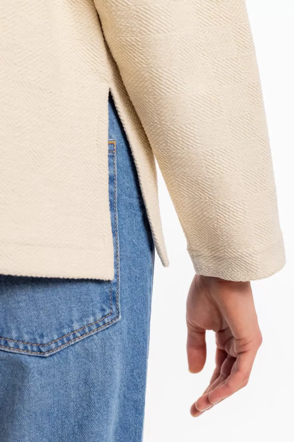 Polo Zip Sweatshirt Bio Baumwolle - Creme
