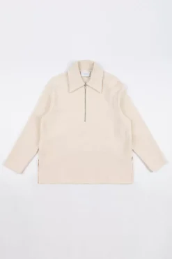 Polo Zip Sweatshirt Bio Baumwolle - Creme