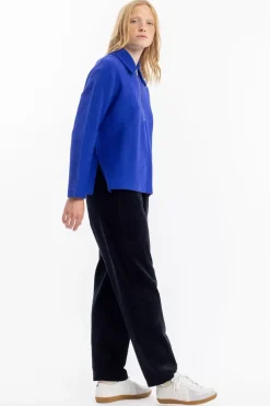 Polo Zip Sweatshirt Bio Baumwolle - Kobalt