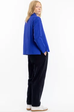 Polo Zip Sweatshirt Bio Baumwolle - Kobalt