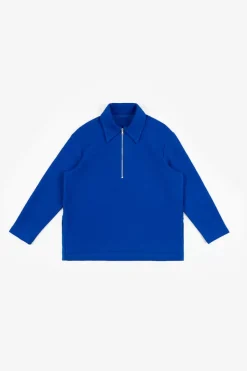 Polo Zip Sweatshirt Bio Baumwolle - Kobalt