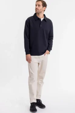 Schweres Polo Sweatshirt Aus Bio-Baumwolle Schwarz