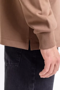 Schweres Polo Sweatshirt Aus Bio-Baumwolle Braun