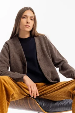 Strick Cardigan Wollmischung - Braun