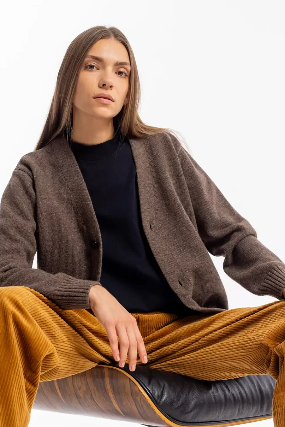 Strick Cardigan Wollmischung - Braun