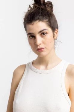 Strick Kleid Aus Bio-Baumwolle Off-White