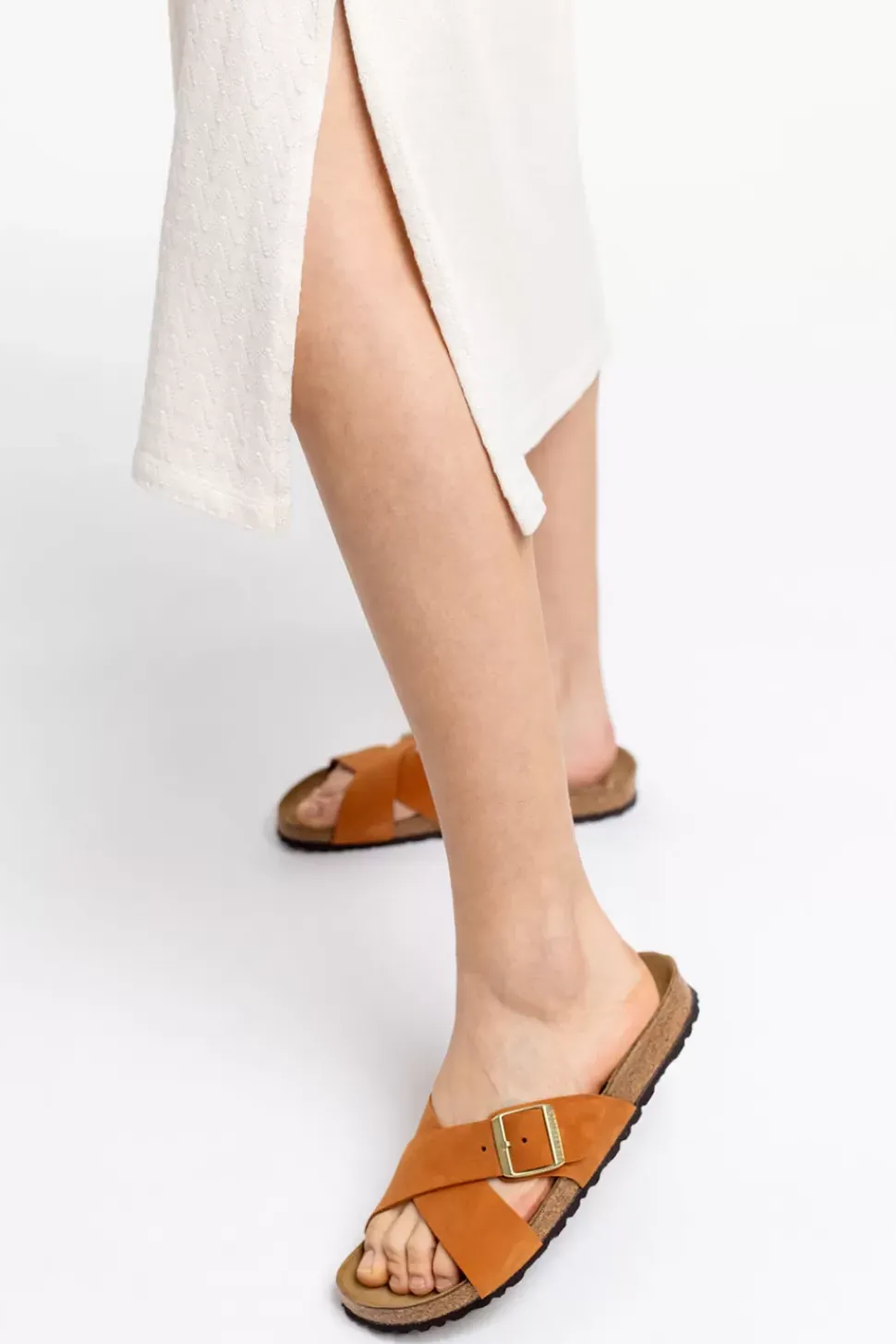 Strick Kleid Aus Bio-Baumwolle Off-White