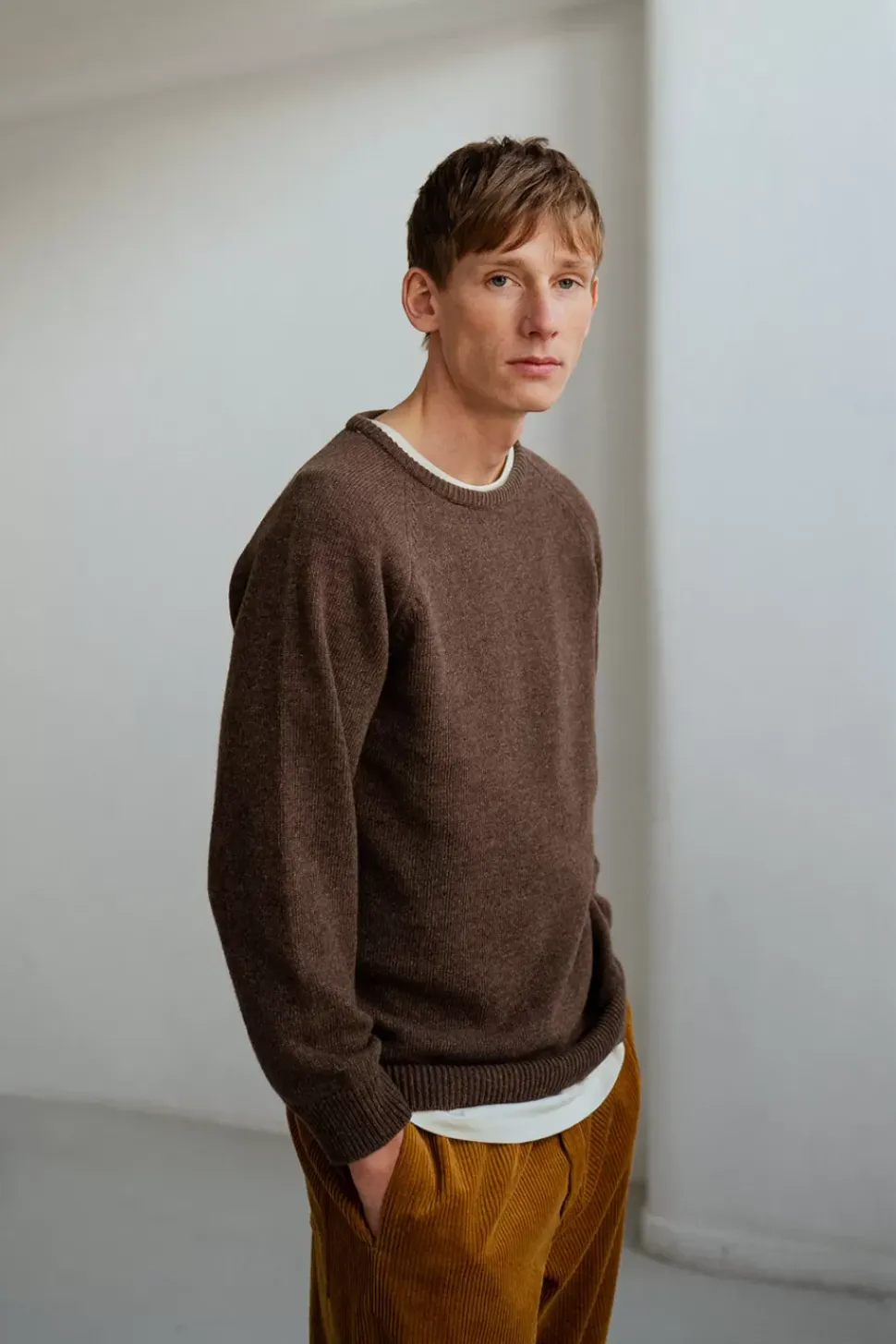 Strickpullover Wollmischung - Braun