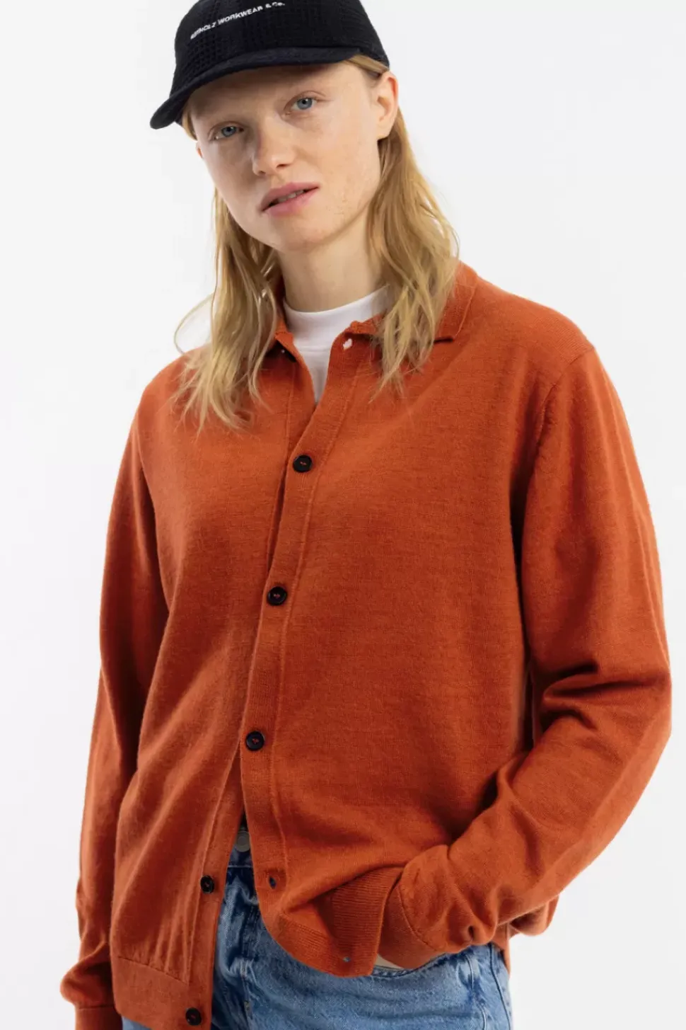 Strick Shirt Merinowolle - Rot