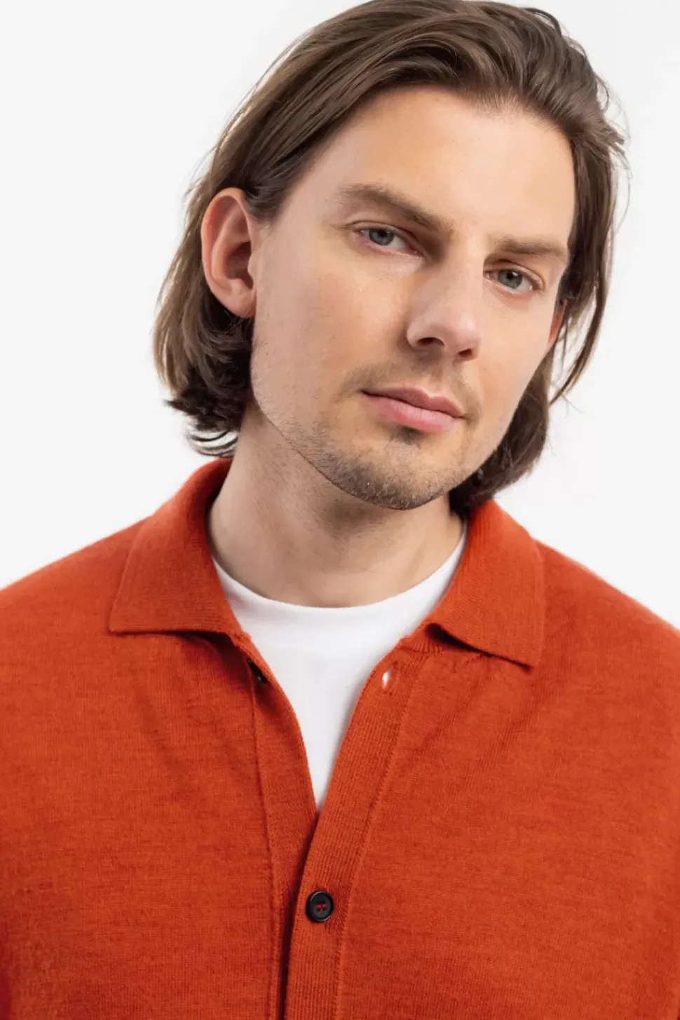 Strick Shirt Merinowolle - Rot