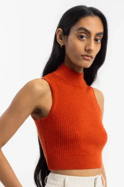 Strick Singlet Merinowolle - Rot