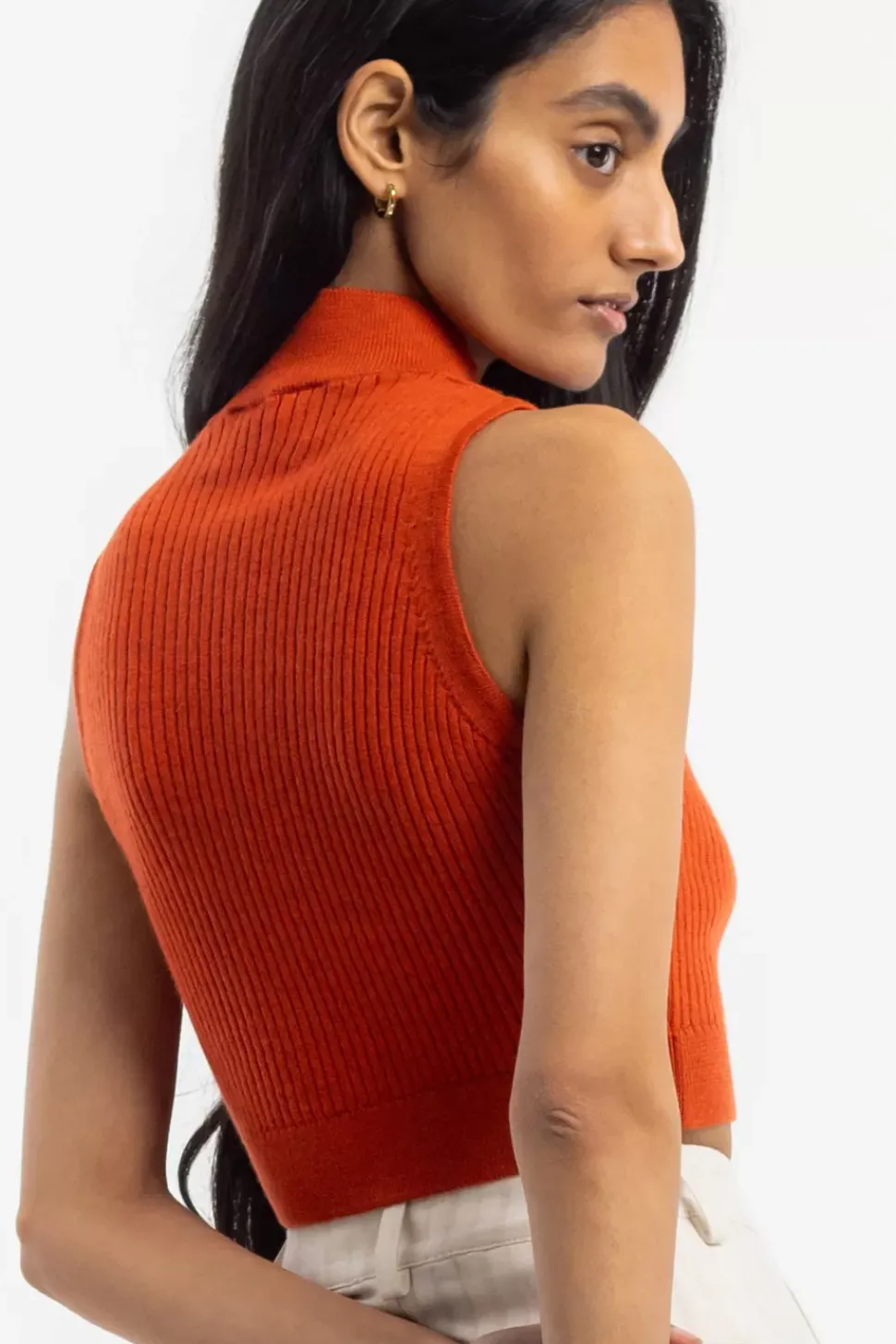 Strick Singlet Merinowolle - Rot