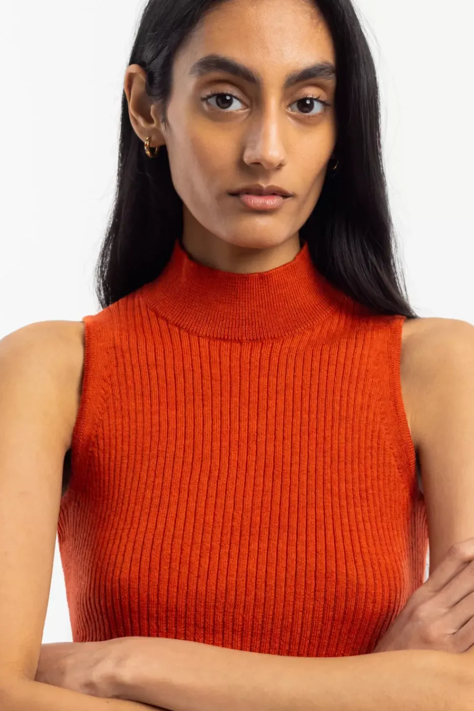Strick Singlet Merinowolle - Rot