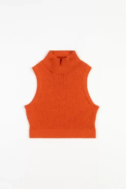 Strick Singlet Merinowolle - Rot