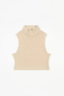 Strick Singlet Merinowolle - Sand