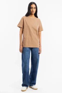 Strukturiertes T-Shirt Bio Baumwolle - Karamell