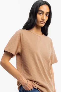 Strukturiertes T-Shirt Bio Baumwolle - Karamell