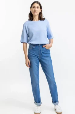 T-Shirt Aus Waffle Cotton Hellblau