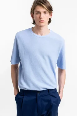 T-Shirt Aus Waffle Cotton Hellblau