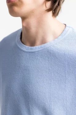 T-Shirt Aus Waffle Cotton Hellblau