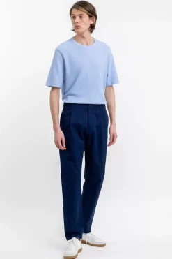 T-Shirt Aus Waffle Cotton Hellblau