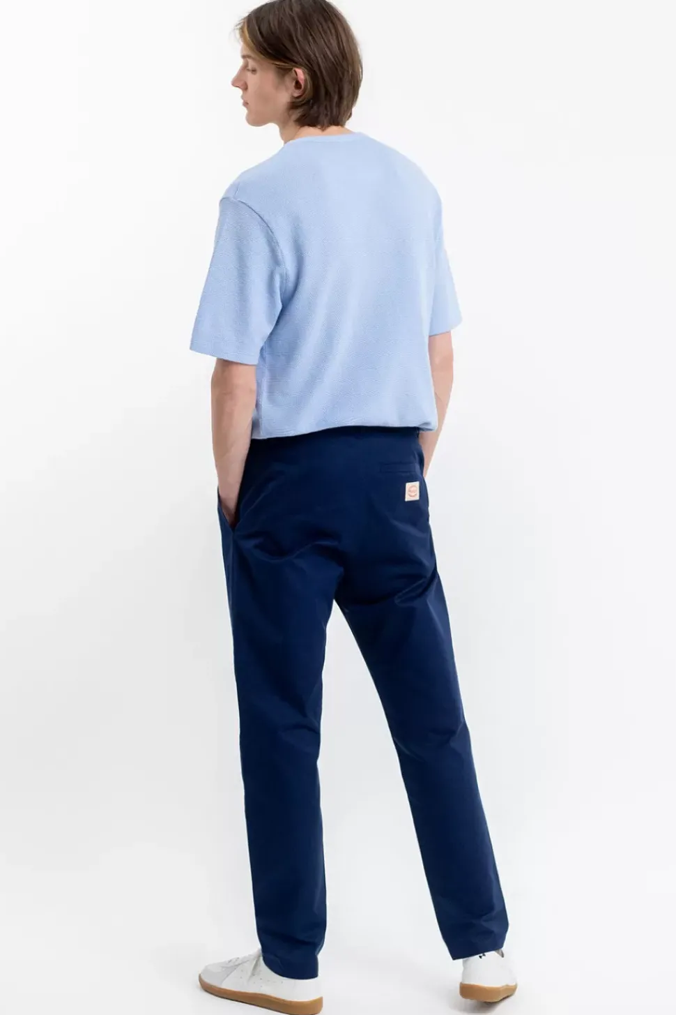 T-Shirt Aus Waffle Cotton Hellblau