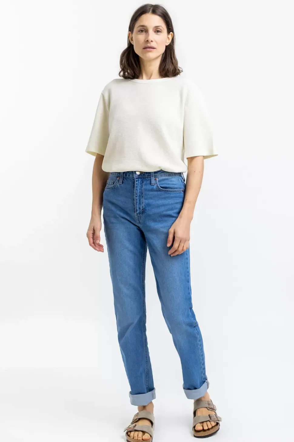 T-Shirt Aus Waffle Cotton Weis