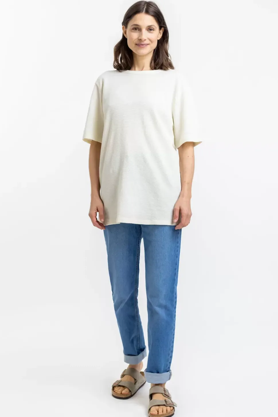 T-Shirt Aus Waffle Cotton Weis
