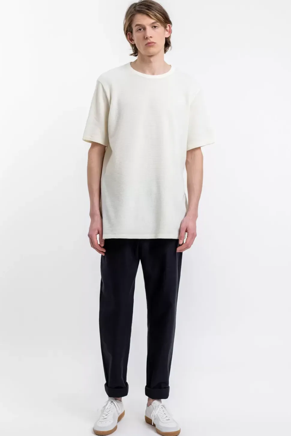 T-Shirt Aus Waffle Cotton Weis
