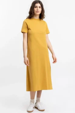 T-Shirt Kleid Aus Bio-Baumwolle Senfgelb