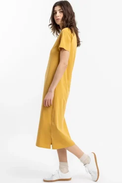 T-Shirt Kleid Aus Bio-Baumwolle Senfgelb