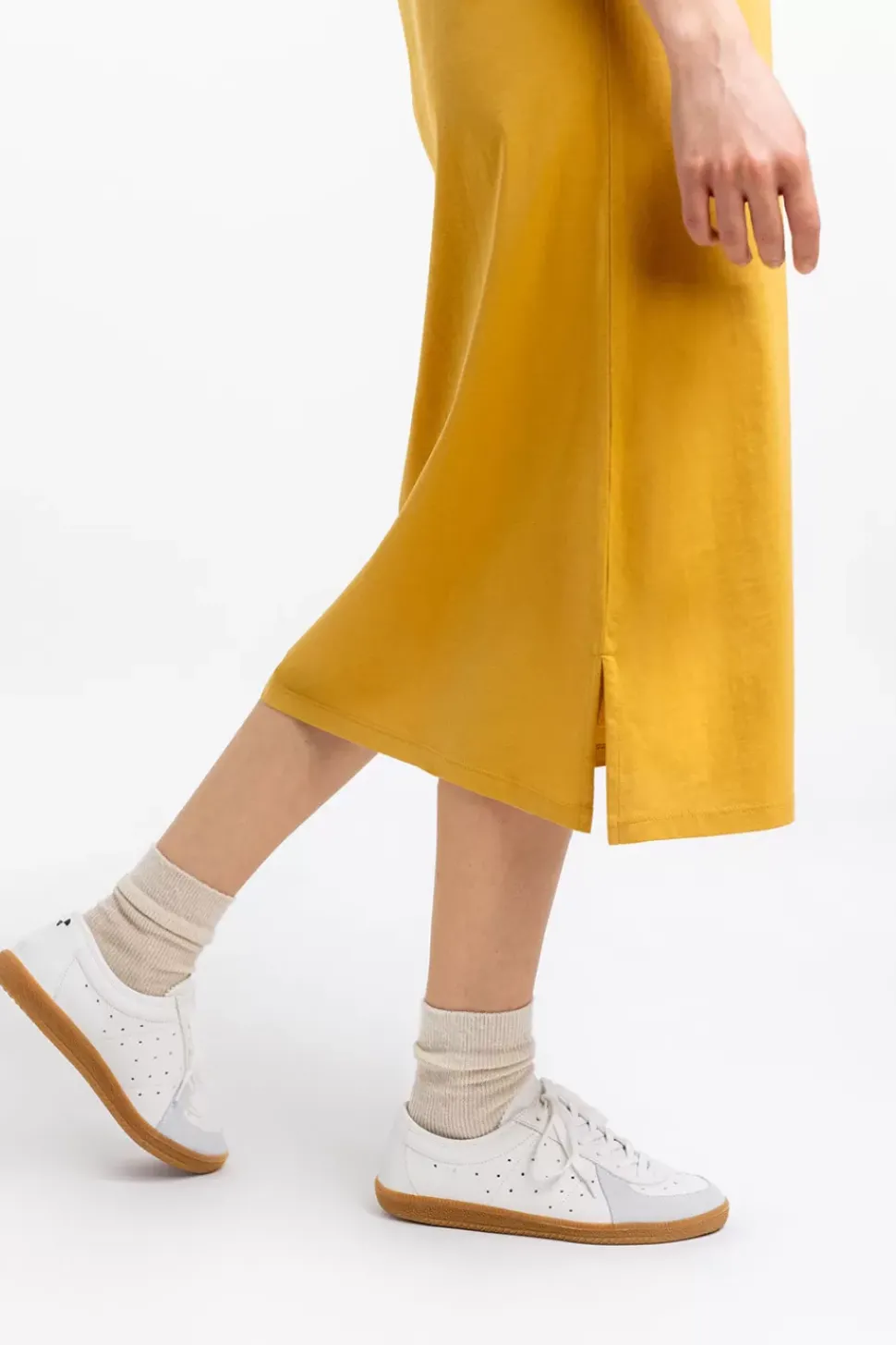T-Shirt Kleid Aus Bio-Baumwolle Senfgelb