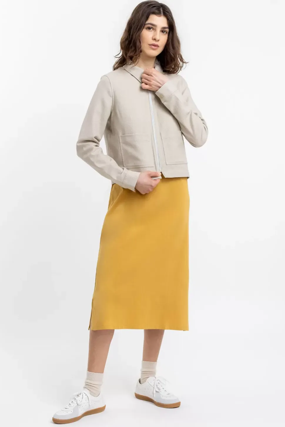 T-Shirt Kleid Aus Bio-Baumwolle Senfgelb