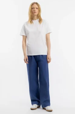 T-Shirt Mit Breitem Kragen Bio Baumwolle - Weis