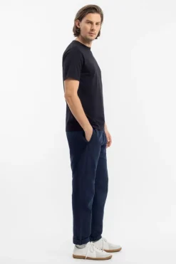T-Shirt Mit Breitem Kragen Bio Baumwolle - Schwarz