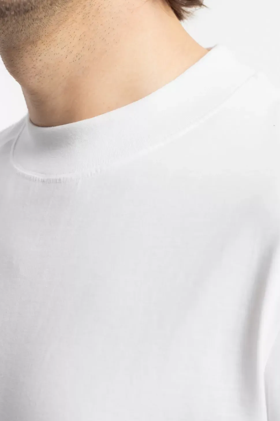 T-Shirt Mit Breitem Kragen Bio Baumwolle - Weis