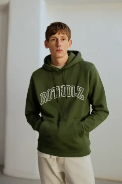Varsity Logo Hoodie Bio Baumwolle - Grun
