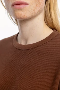 Waffel Longsleeve Bio Baumwolle - Braun