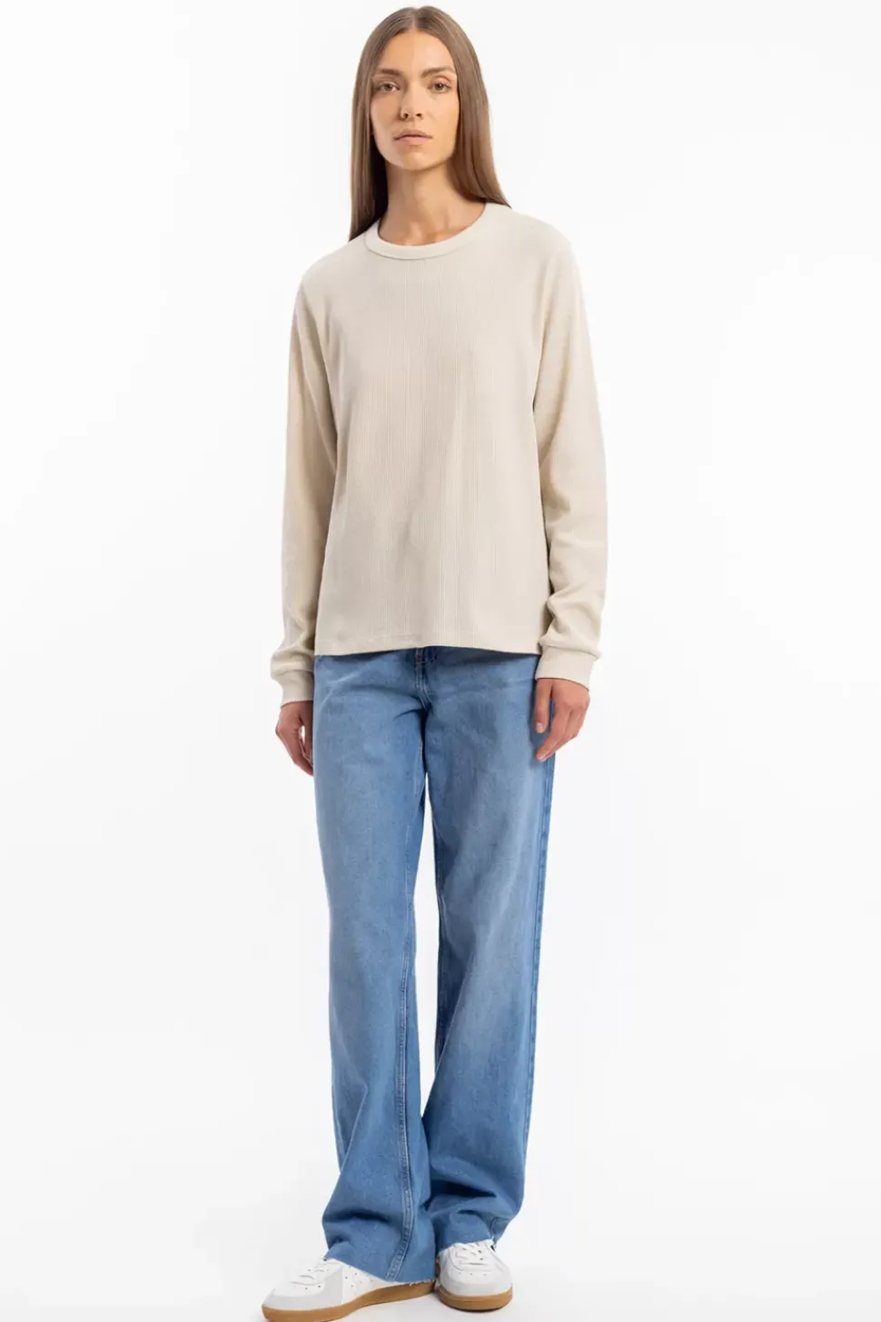 Waffel Longsleeve Bio Baumwolle - Creme