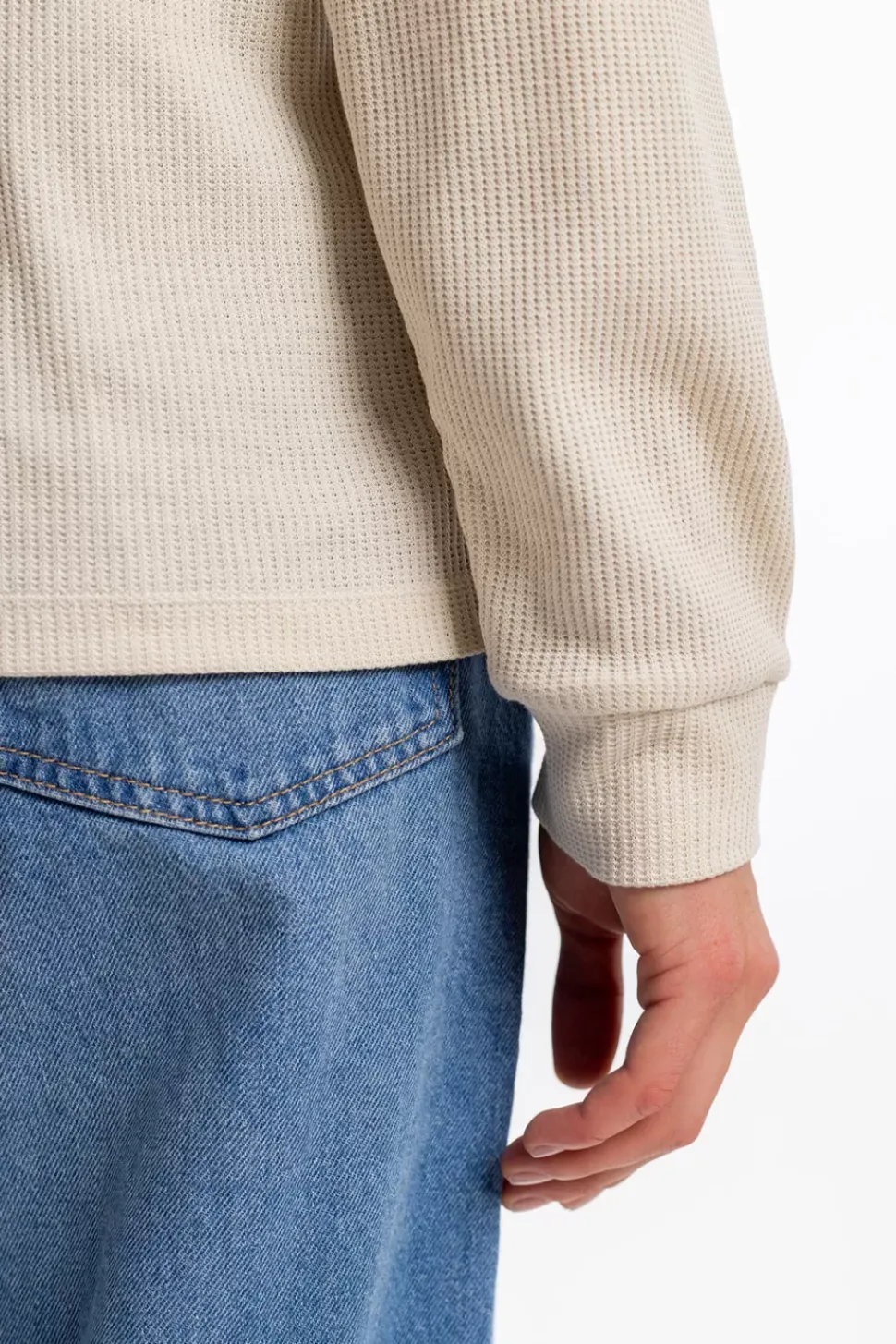 Waffel Longsleeve Bio Baumwolle - Creme