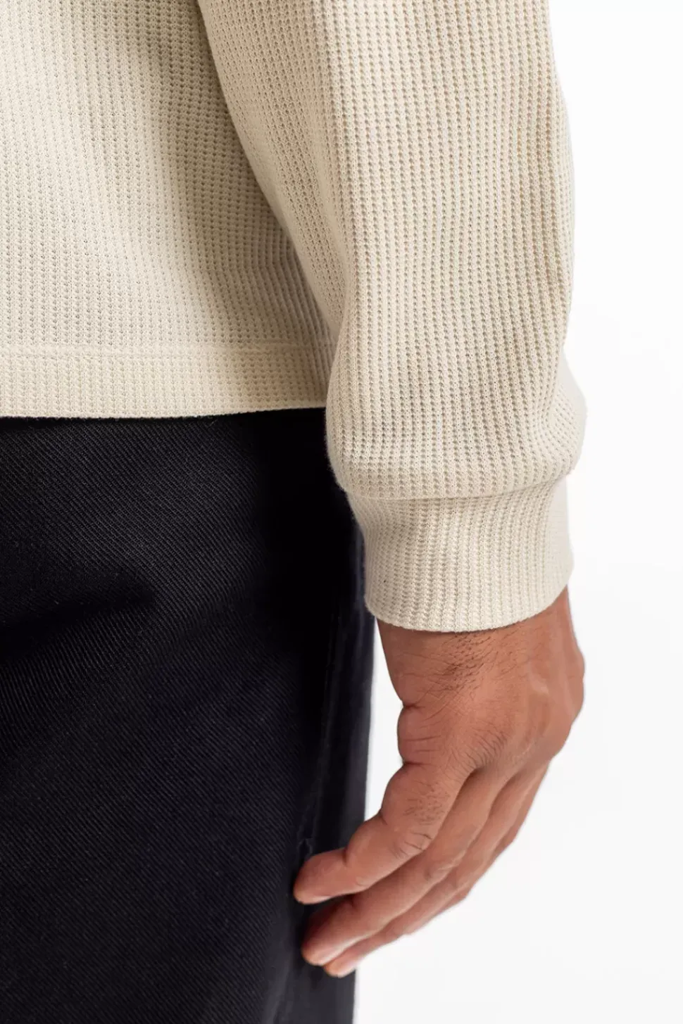 Waffel Longsleeve Bio Baumwolle - Creme
